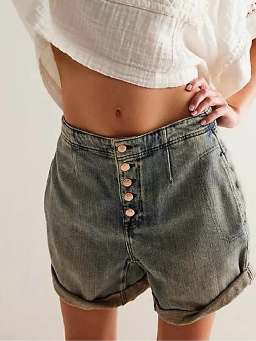 We The Free Osaka Relaxed High-Rise Shorts in Spearmint NWT